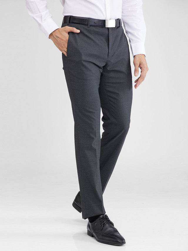 Raymond Grey Structure Slim Fit Polyester Blend Trouser