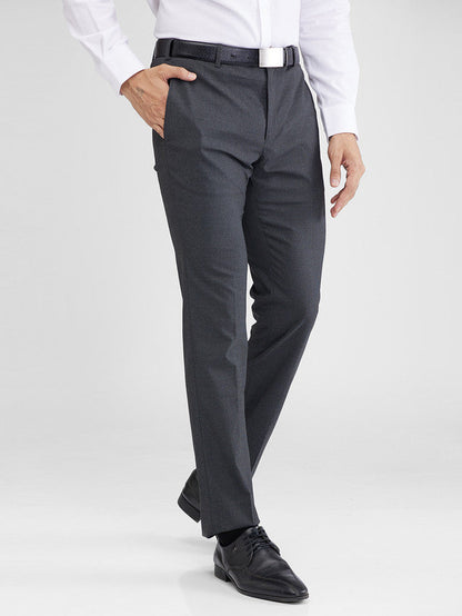 Raymond Grey Structure Slim Fit Polyester Blend Trouser