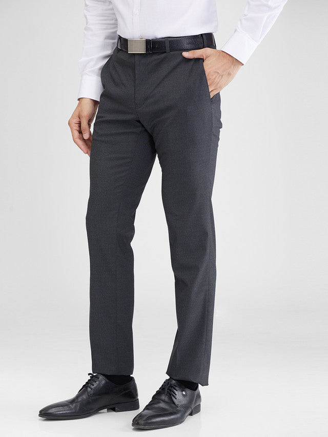 Raymond Grey Structure Slim Fit Polyester Blend Trouser
