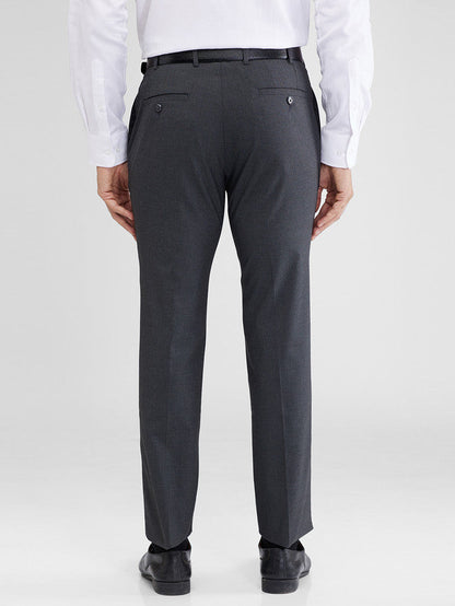Raymond Grey Structure Slim Fit Polyester Blend Trouser
