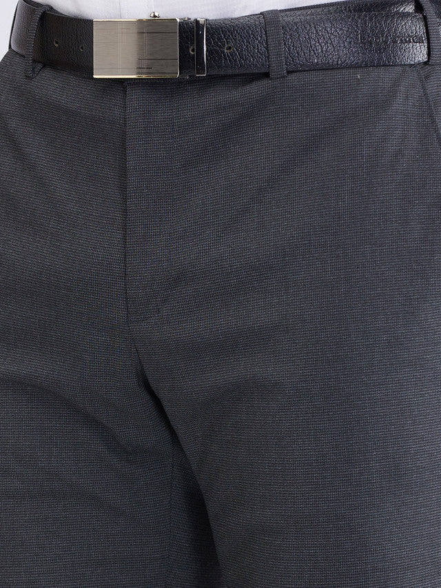 Raymond Grey Structure Slim Fit Polyester Blend Trouser