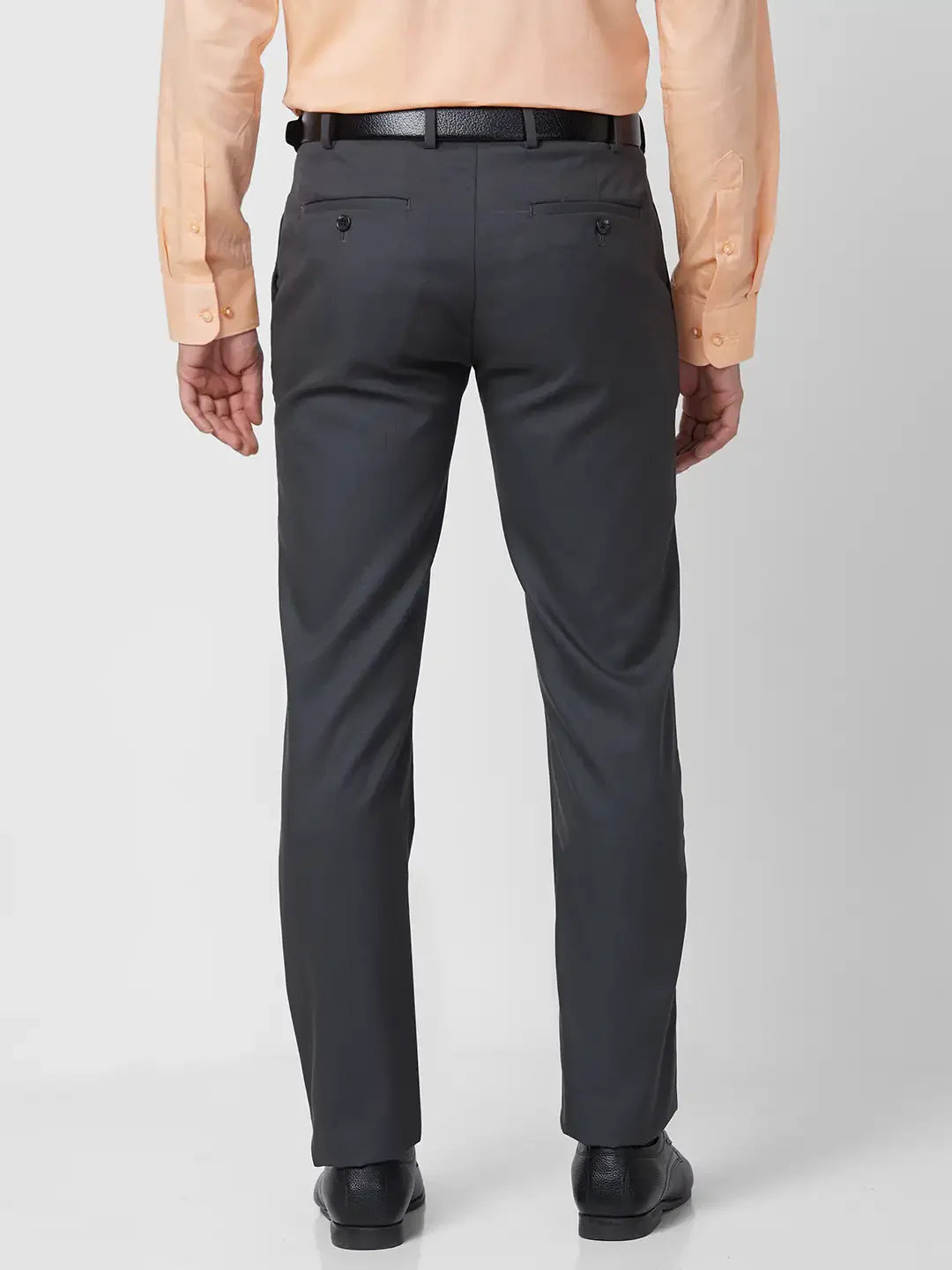 Raymond Men Grey Checks Slim Fit Polyester Blend Trouser