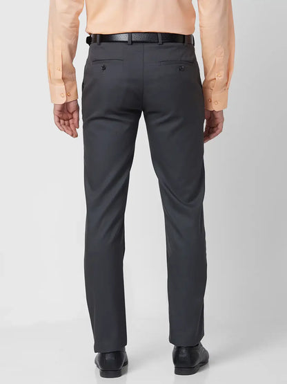 Raymond Men Grey Checks Slim Fit Polyester Blend Trouser