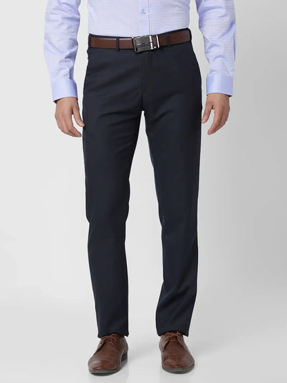 Raymond Men Blue Structure Slim Fit Polyester Blend Trouser
