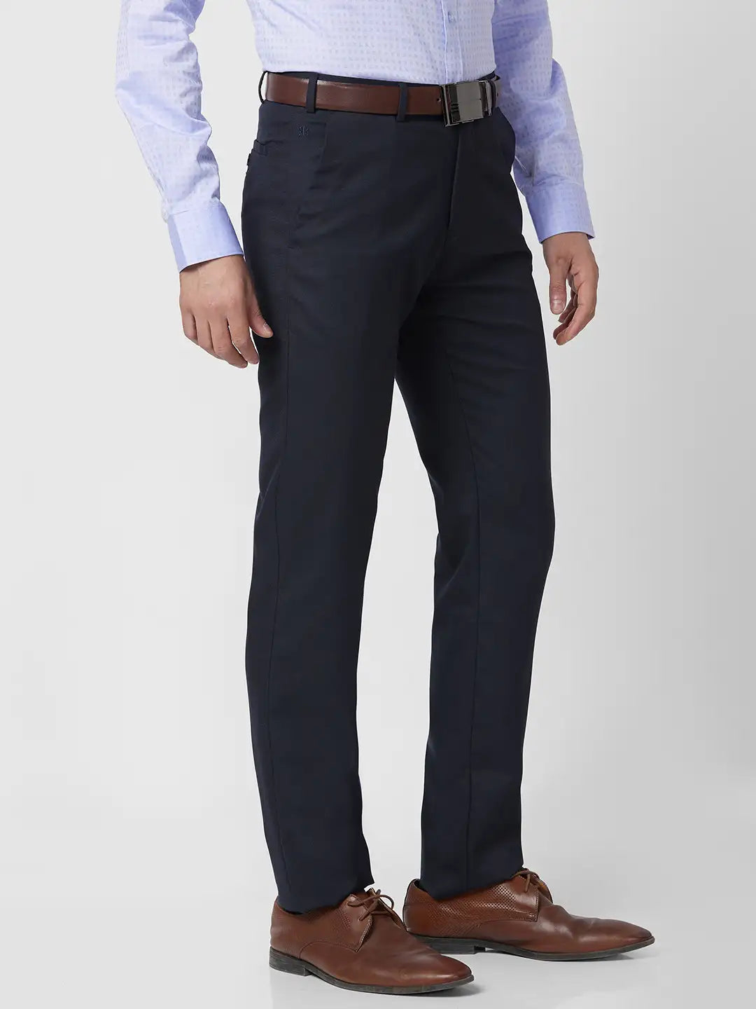 Raymond Men Blue Structure Slim Fit Polyester Blend Trouser