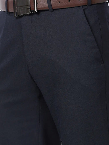 Raymond Men Blue Structure Slim Fit Polyester Blend Trouser