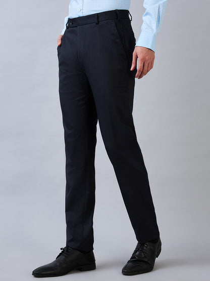 Raymond Men Blue Structure Slim Fit Polyester Blend Trouser