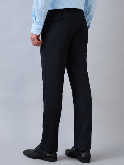 Raymond Men Blue Structure Slim Fit Polyester Blend Trouser