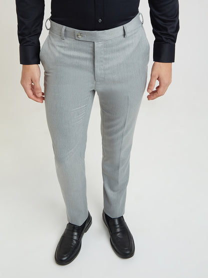 Raymond Men Grey Solid Slim Fit Polyester Blend Trouser