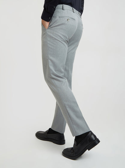 Raymond Men Grey Solid Slim Fit Polyester Blend Trouser