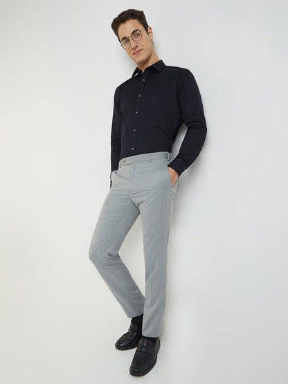 Raymond Men Grey Solid Slim Fit Polyester Blend Trouser
