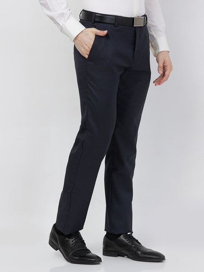 Raymond Men Blue Structure Slim Fit Polyester Blend Trouser