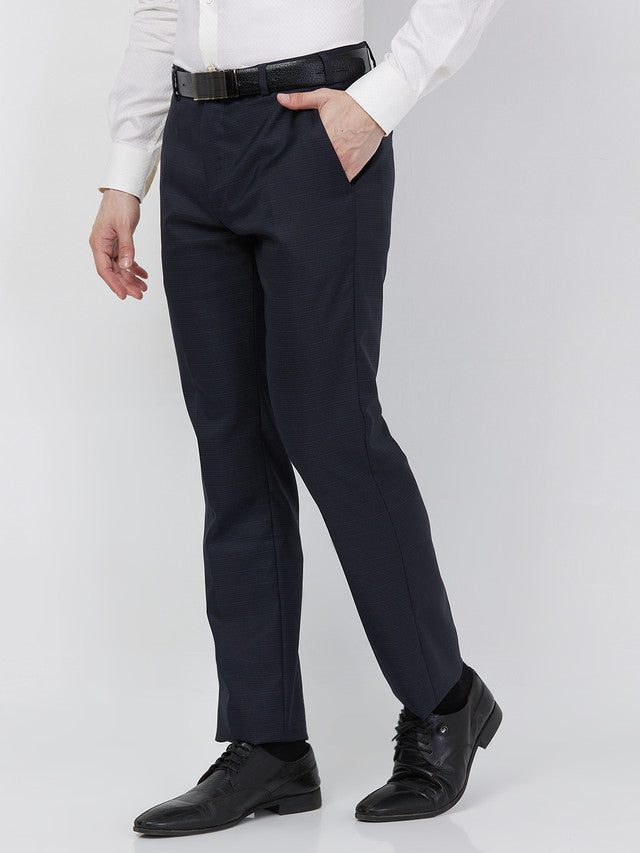 Raymond Men Blue Structure Slim Fit Polyester Blend Trouser