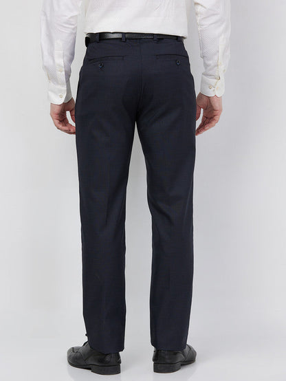 Raymond Men Blue Structure Slim Fit Polyester Blend Trouser