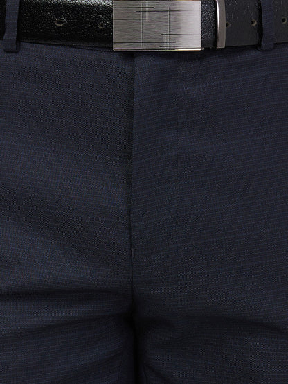 Raymond Men Blue Structure Slim Fit Polyester Blend Trouser
