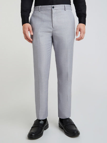 Raymond Blue Checks Slim Fit Polyester Blend Trouser