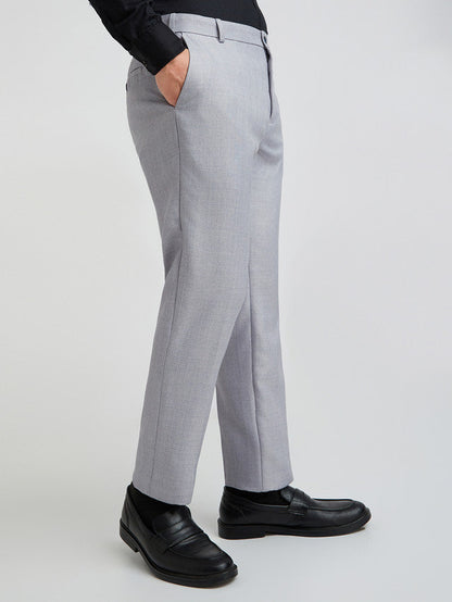 Raymond Blue Checks Slim Fit Polyester Blend Trouser