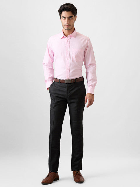 Raymond Men Black Checks Slim Fit Polyester Blend Trouser