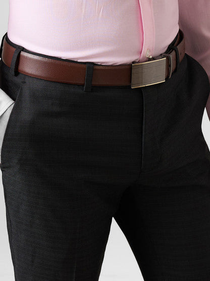 Raymond Men Black Checks Slim Fit Polyester Blend Trouser