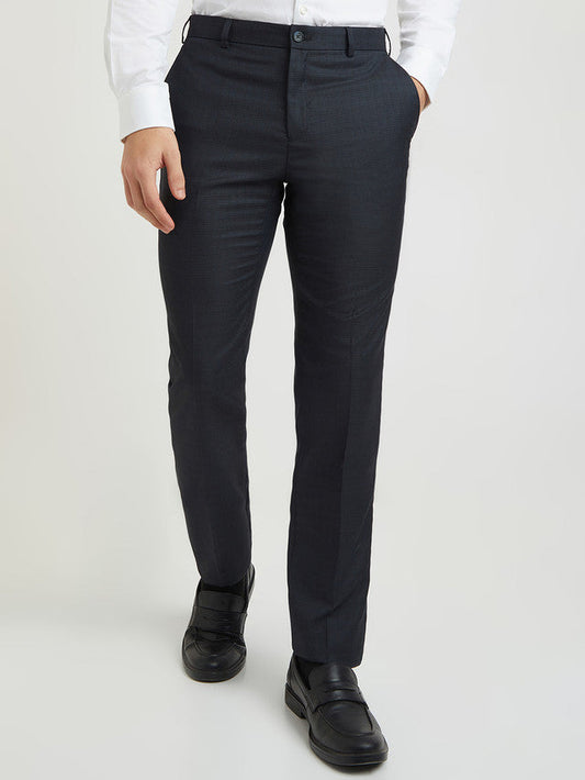 Raymond Men Blue Structure Slim Fit Polyester Blend Trouser