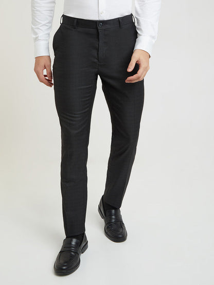 Raymond Men Grey Structure Slim Fit Polyester Blend Trouser