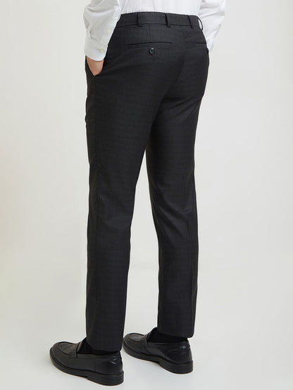 Raymond Men Grey Structure Slim Fit Polyester Blend Trouser