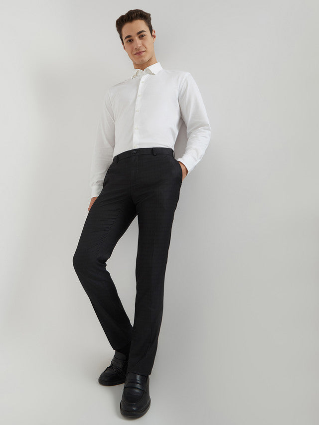 Raymond Men Grey Structure Slim Fit Polyester Blend Trouser