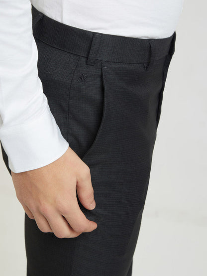 Raymond Men Grey Structure Slim Fit Polyester Blend Trouser