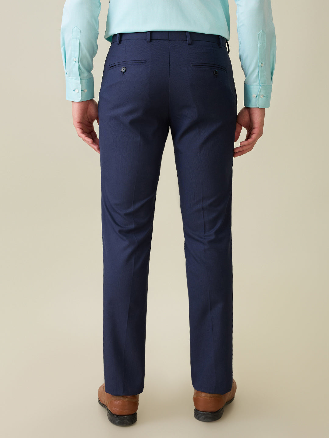 Raymond Men Blue Structure Slim Fit Polyester Blend Trouser