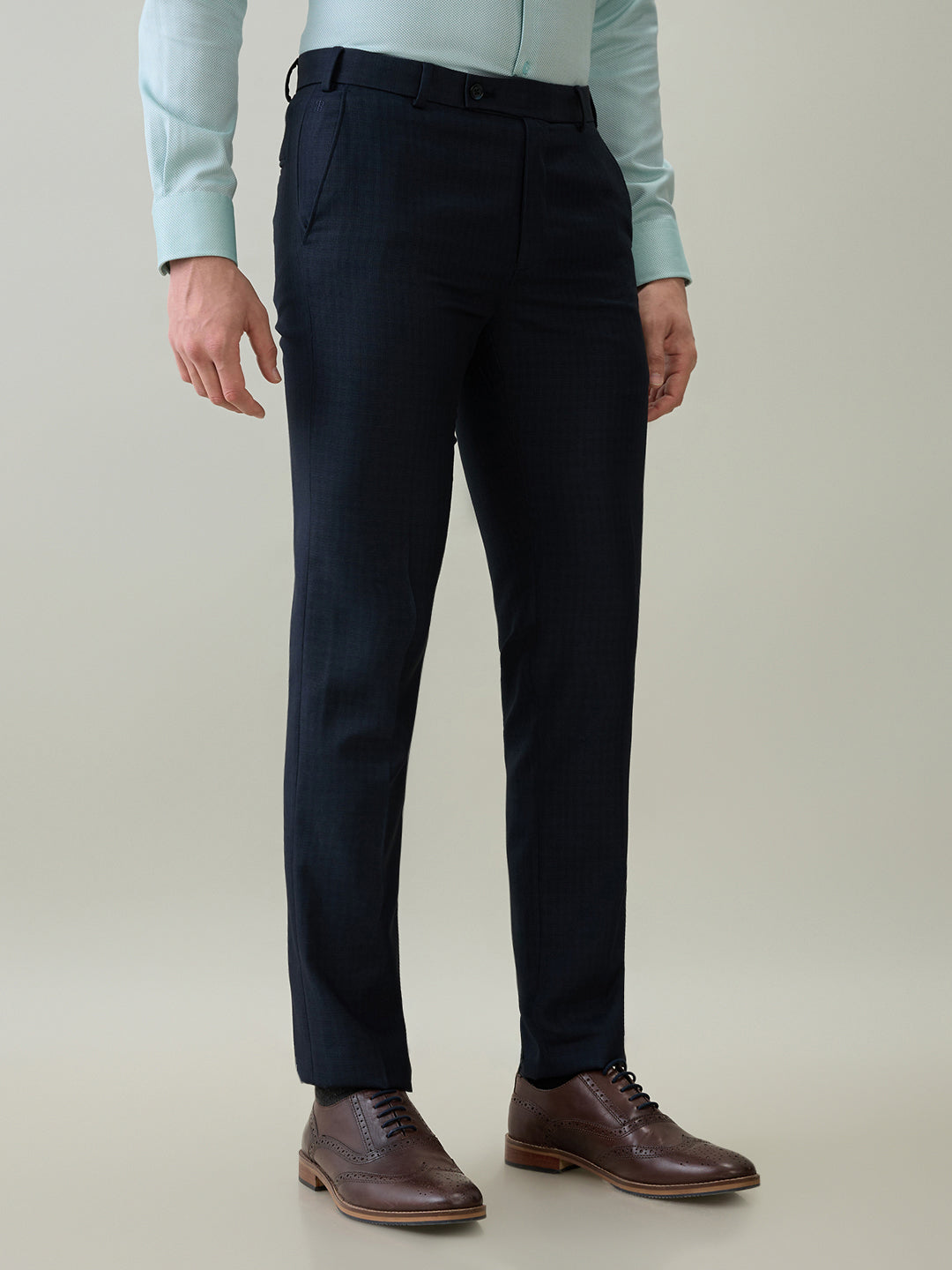 Raymond Men Brown Structure Slim Fit Polyester Blend Trouser