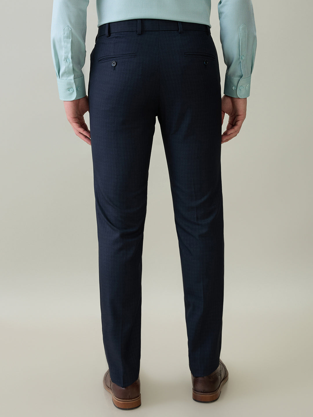 Raymond Men Brown Structure Slim Fit Polyester Blend Trouser