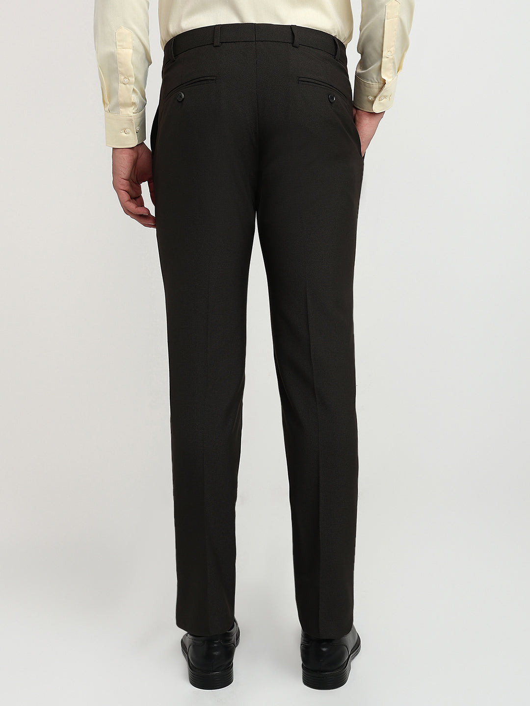 Raymond Men Brown Structure Slim Fit Polyester Blend Trouser