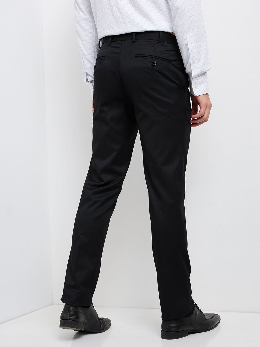 Raymond Men Black Structure Slim Fit Polyester Blend Trouser