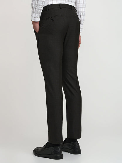 Raymond Men Brown Checks Slim Fit Polyester Blend Trouser