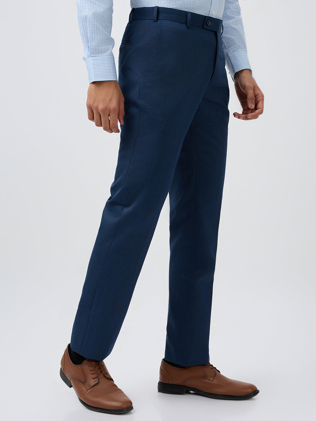 Raymond Men Blue Structure Slim Fit Polyester Blend Trouser
