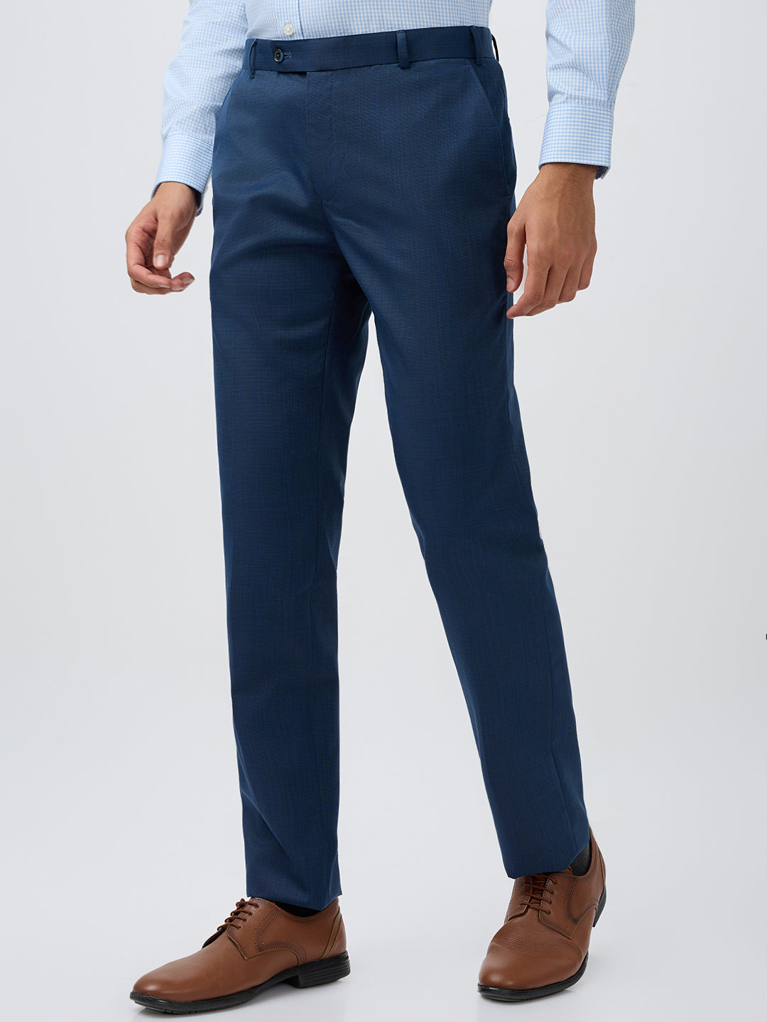 Raymond Men Blue Structure Slim Fit Polyester Blend Trouser