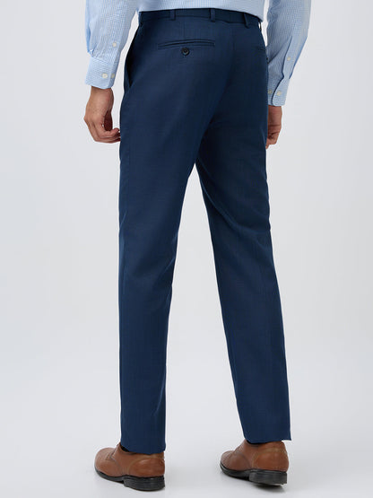Raymond Men Blue Structure Slim Fit Polyester Blend Trouser