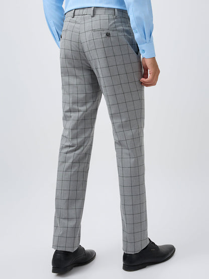Raymond Men Grey Checks Slim Fit Polyester Blend Trouser