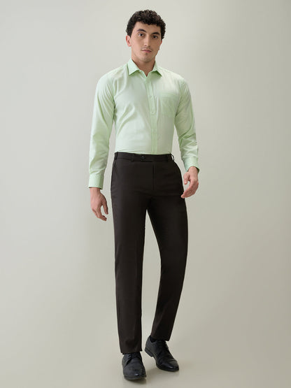 Raymond Men Brown Structure Slim Fit Polyester Blend Trouser