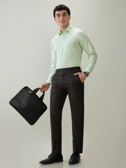 Raymond Men Brown Structure Slim Fit Polyester Blend Trouser