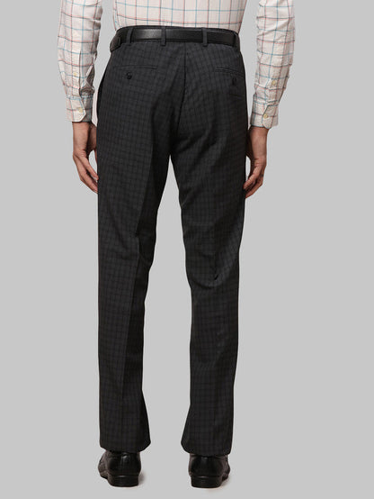 Raymond Grey Solid Contemporary Fit Polyester Blend Trouser