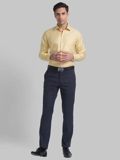 Men Grey Contemporary Fit Checks Polyester Blend Trouser