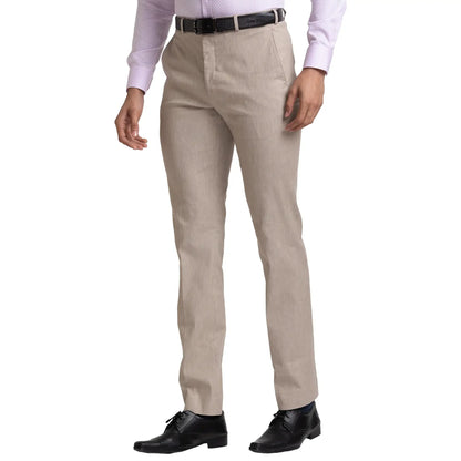 Men Fawn Contemporary Fit Solid Polyester Blend Trouser