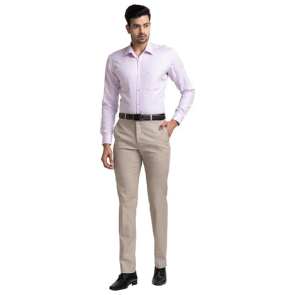 Men Fawn Contemporary Fit Solid Polyester Blend Trouser