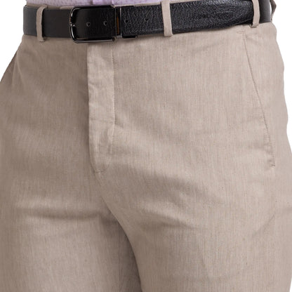 Men Fawn Contemporary Fit Solid Polyester Blend Trouser