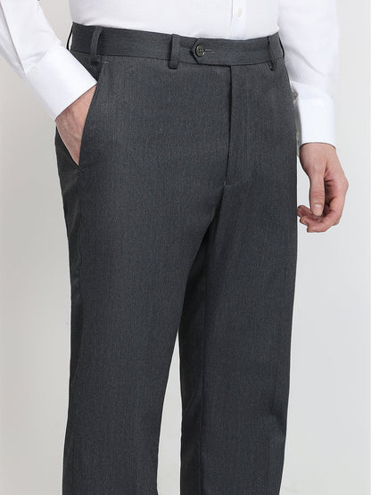 Raymond Men Grey Solid Contemporary Fit Polyester Blend Trouser
