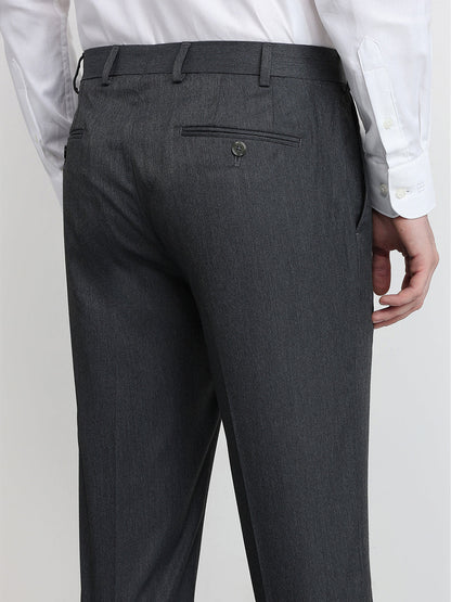 Raymond Men Grey Solid Contemporary Fit Polyester Blend Trouser
