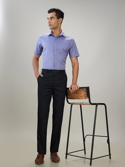 Raymond Men Black Solid Contemporary Fit Polyester Blend Trouser