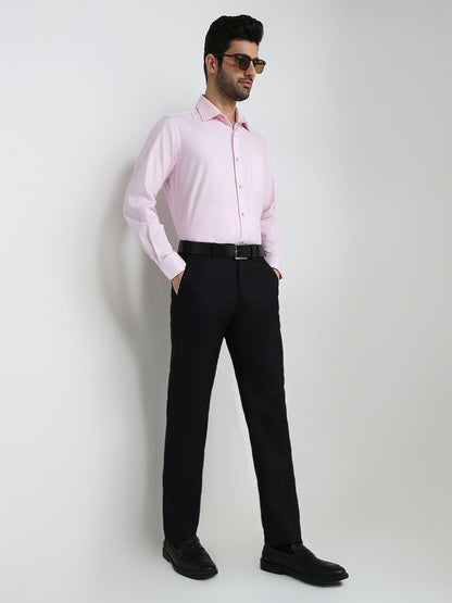 Raymond Men Black Solid Contemporary Fit Polyester Blend Trouser