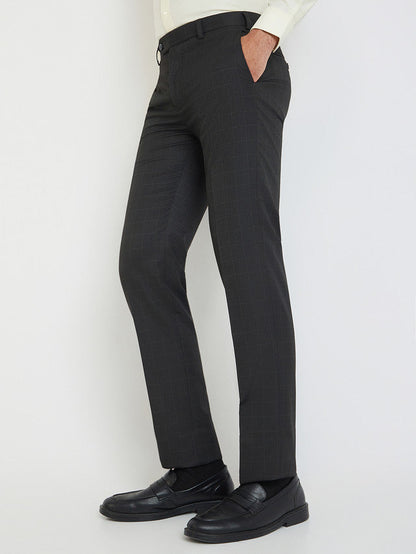 Raymond Men Grey Checkered Contemporary Fit Trouser